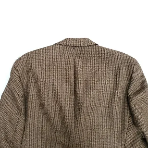 Chaps Ralph Lauren Brown Houndstooth Classic Wool Blazer Sport Coat Jacket 40R - Picture 9 of 11